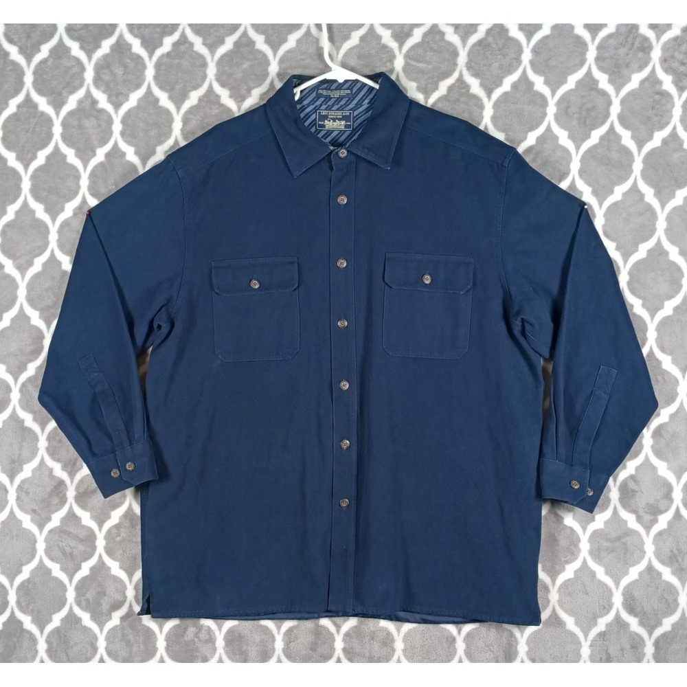 Levis Shirt Jacket Men XL Blue Lined Button Front Lightweight Chore Coat Brushed